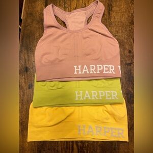Harper Sports Bra Set in Pink, Green, and Yellow Size Small Lot of 3